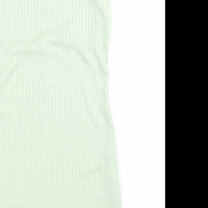 PRETTYLITTLETHING Womens Green Polyester Bodycon Size 8 Roll Neck Pullover - Ribbed