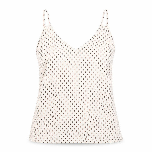 Papaya Womens White Geometric Polyester Basic Tank Size 12 V-Neck