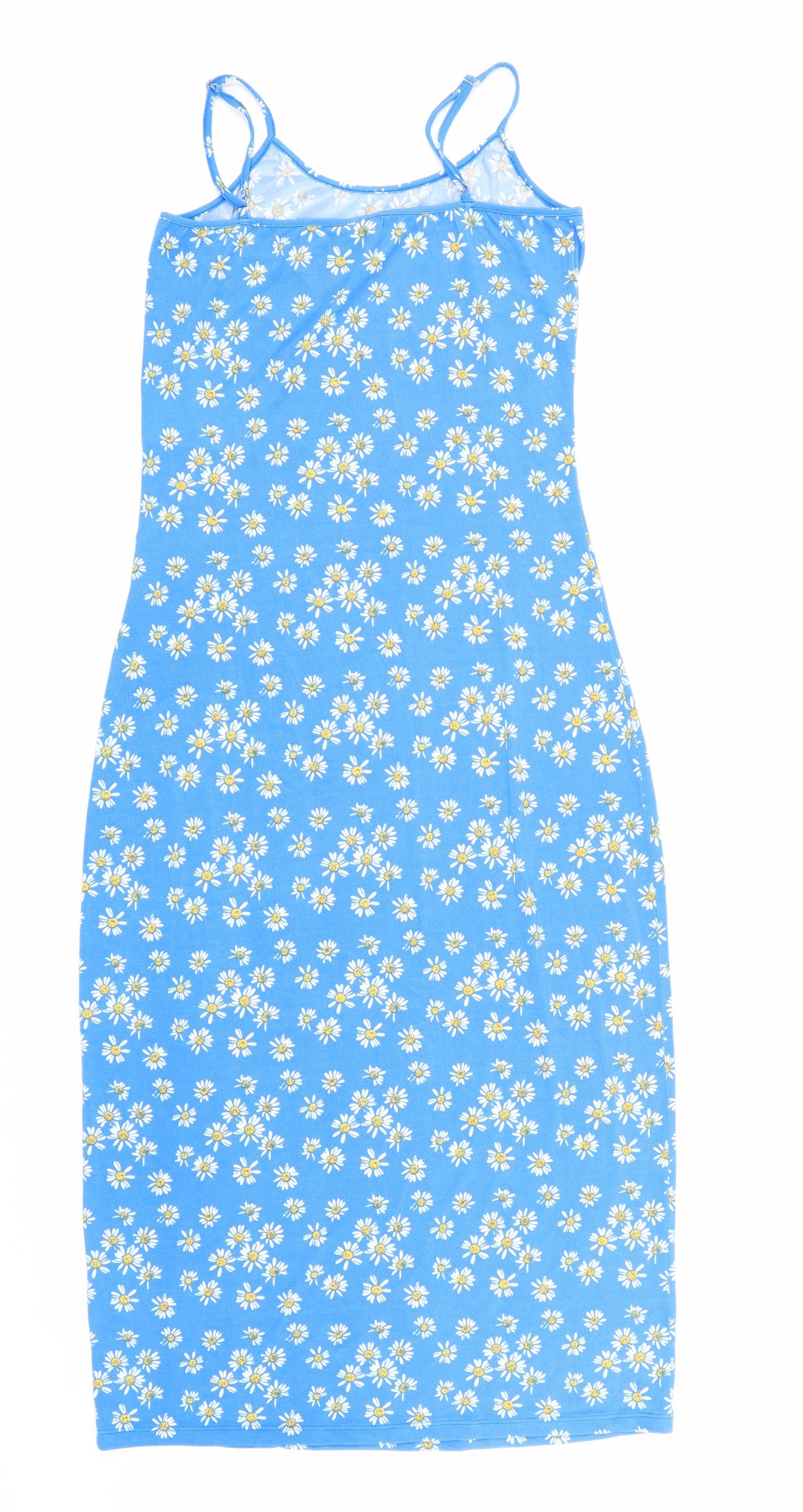VILA Womens Blue Floral Polyester Slip Dress Size XS Round Neck Pullover