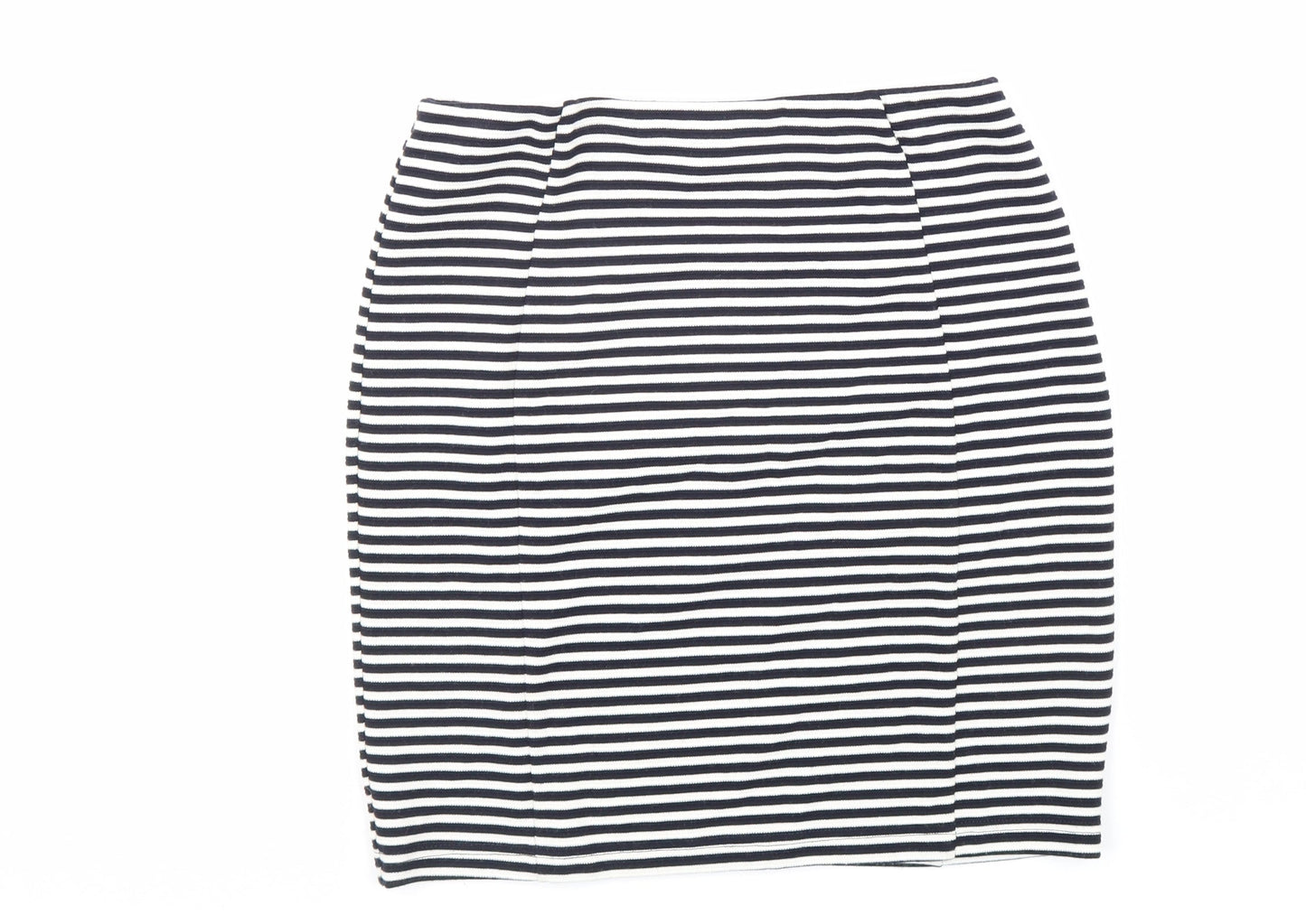 Papaya Womens Black Striped Polyester Straight & Pencil Skirt Size 10 Hook & Loop