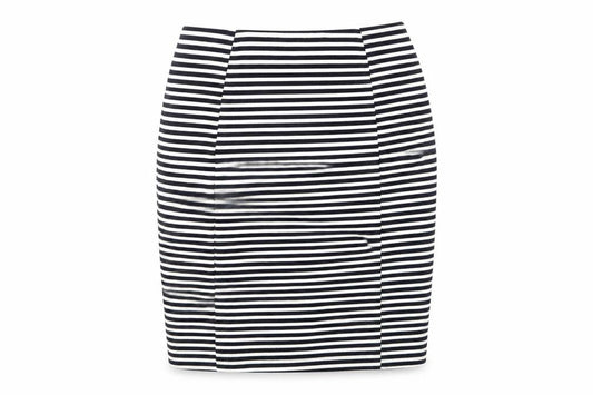 Papaya Womens Black Striped Polyester Straight & Pencil Skirt Size 10 Hook & Loop