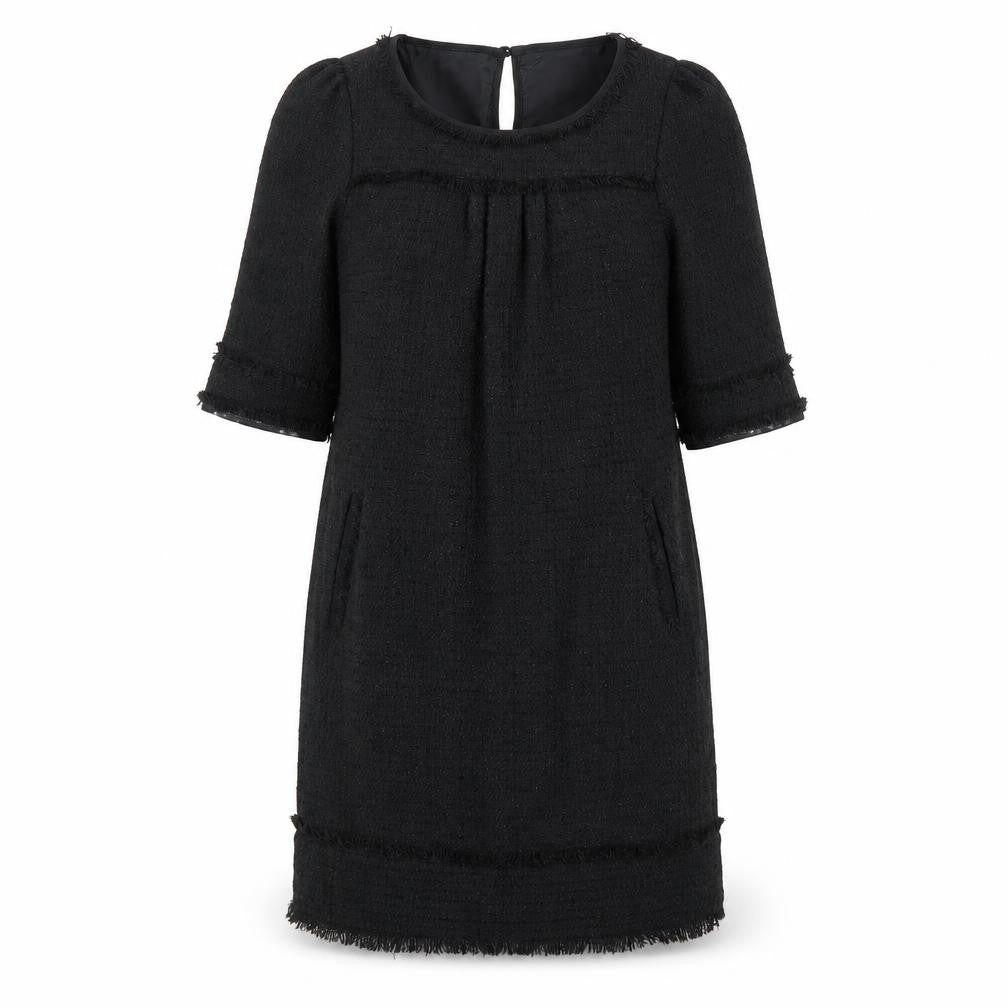 Monsoon Womens Black Acrylic Shift Size 10 Boat Neck Button