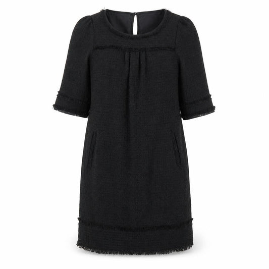 Monsoon Womens Black Acrylic Shift Size 10 Boat Neck Button