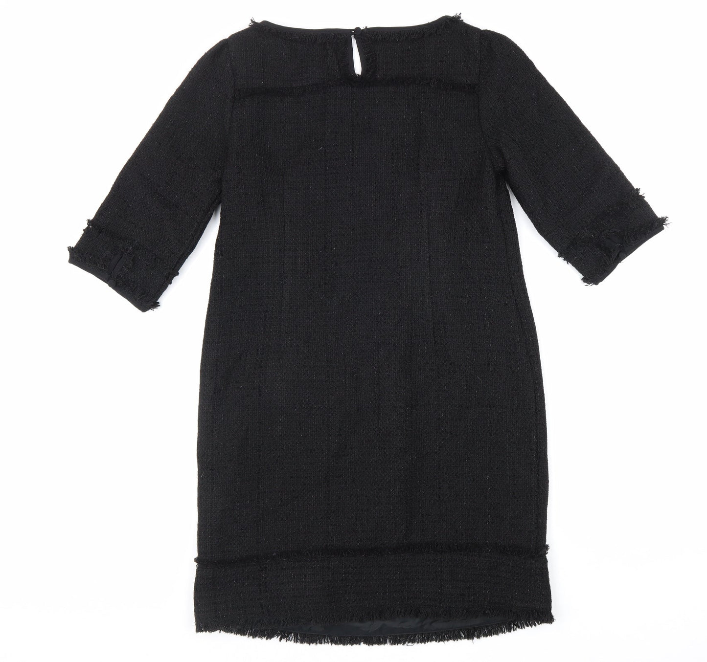 Monsoon Womens Black Acrylic Shift Size 10 Boat Neck Button