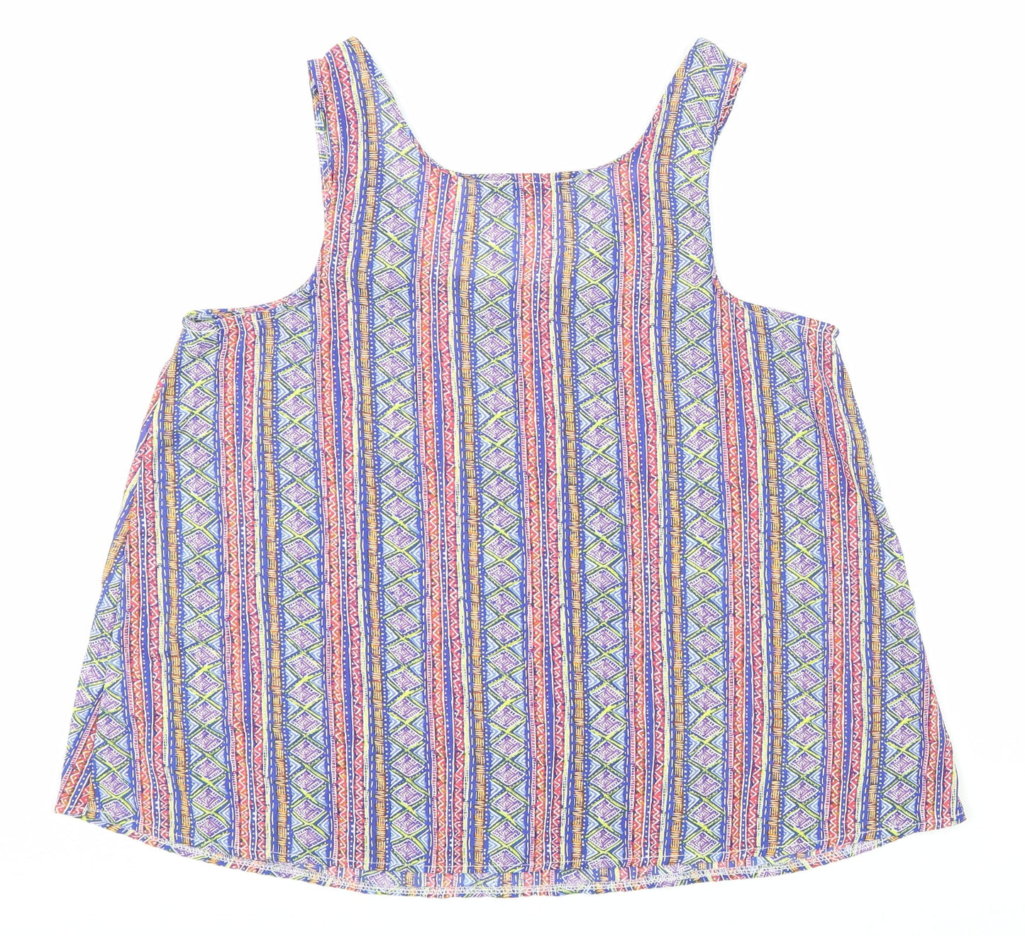 Atmosphere Womens Multicoloured Geometric Polyester Basic Tank Size 12 Round Neck