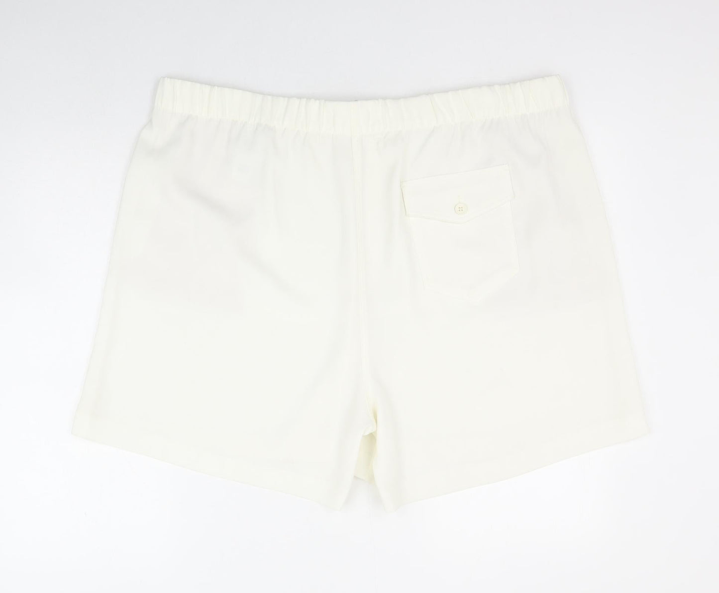 Marks and Spencer Womens Ivory Polyester Sweat Shorts Size 24 Regular Zip