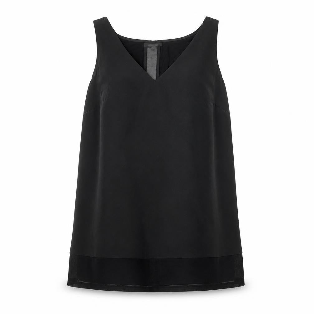 Warehouse Womens Black Polyester Basic Tank Size 12 V-Neck