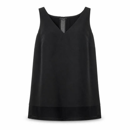 Warehouse Womens Black Polyester Basic Tank Size 12 V-Neck