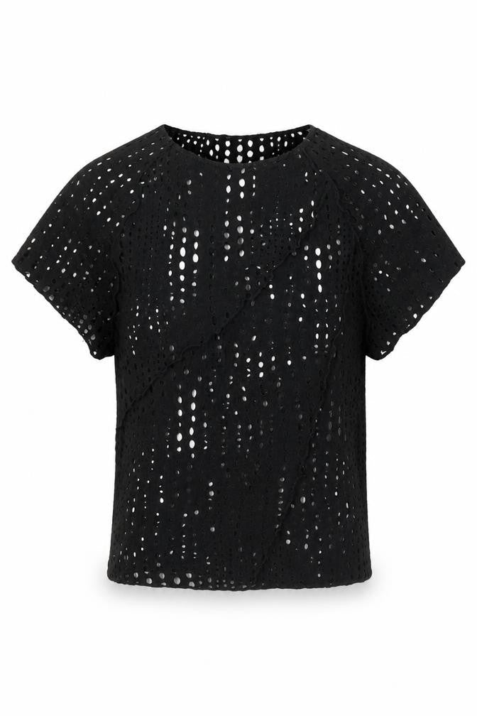 Divided Womens Black Polyester Basic T-Shirt Size 2XS Round Neck