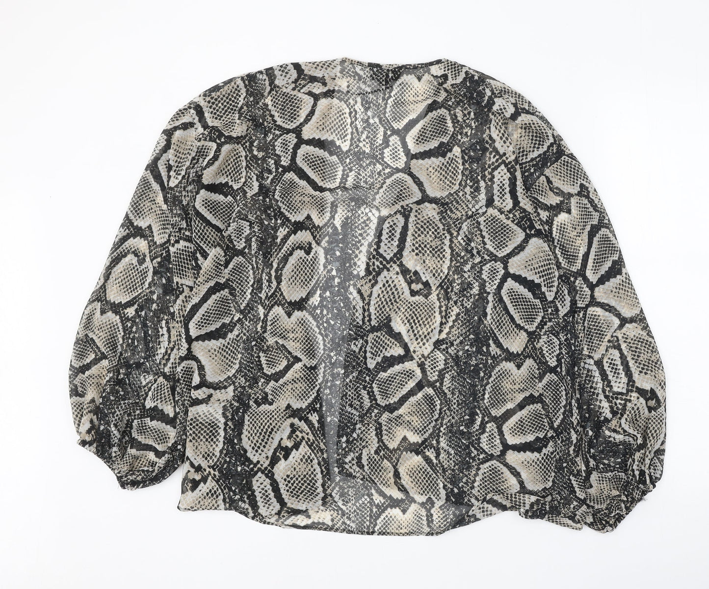 Topshop Womens Black Animal Print Polyester Kimono Blouse Size 8 V-Neck - Snake Skin Print