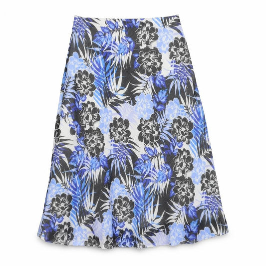 EWM Womens Blue Floral Polyester Swing Skirt Size 32 in