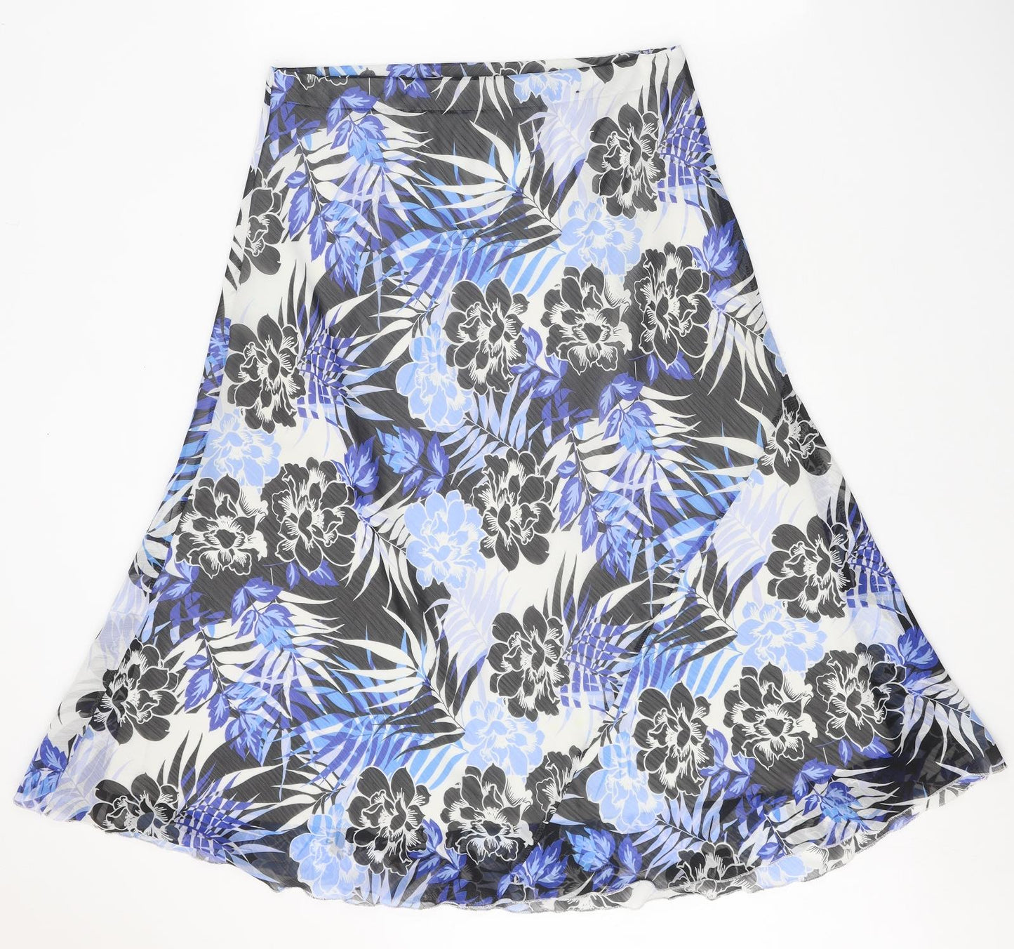 EWM Womens Blue Floral Polyester Swing Skirt Size 32 in