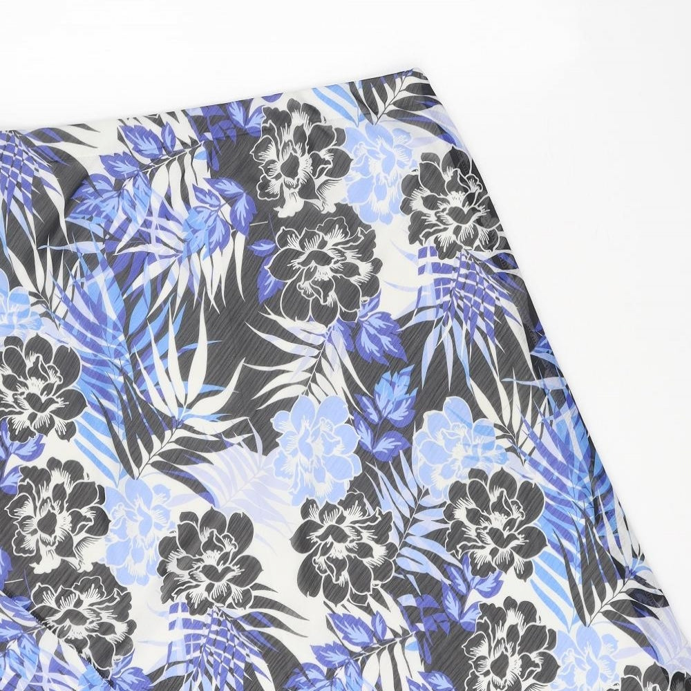 EWM Womens Blue Floral Polyester Swing Skirt Size 32 in