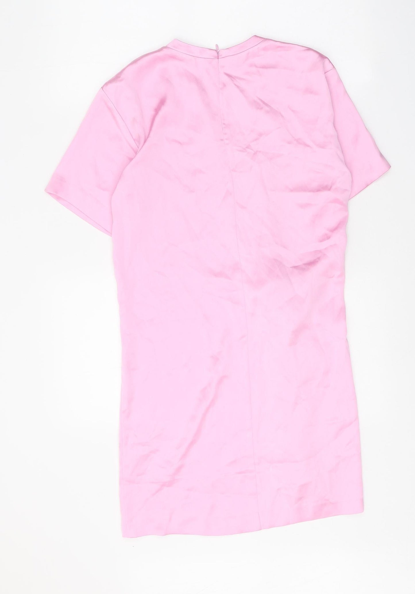 Zara Womens Pink Polyester Sheath Size XS Round Neck Zip - Twist Detail