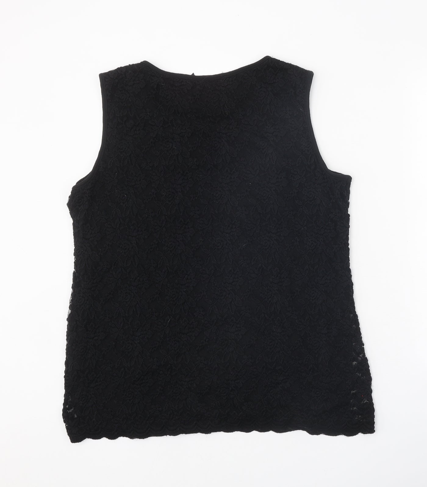 Preworn Womens Black Nylon Basic Blouse Size 18 Boat Neck