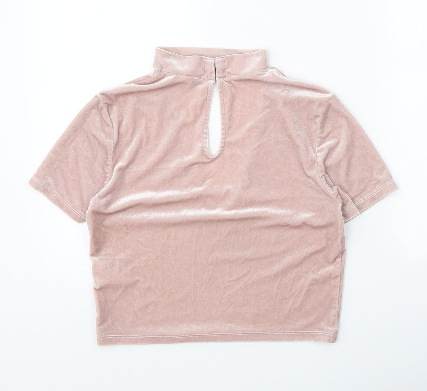 Divided Womens Pink Polyester Cropped Blouse Size M V-Neck