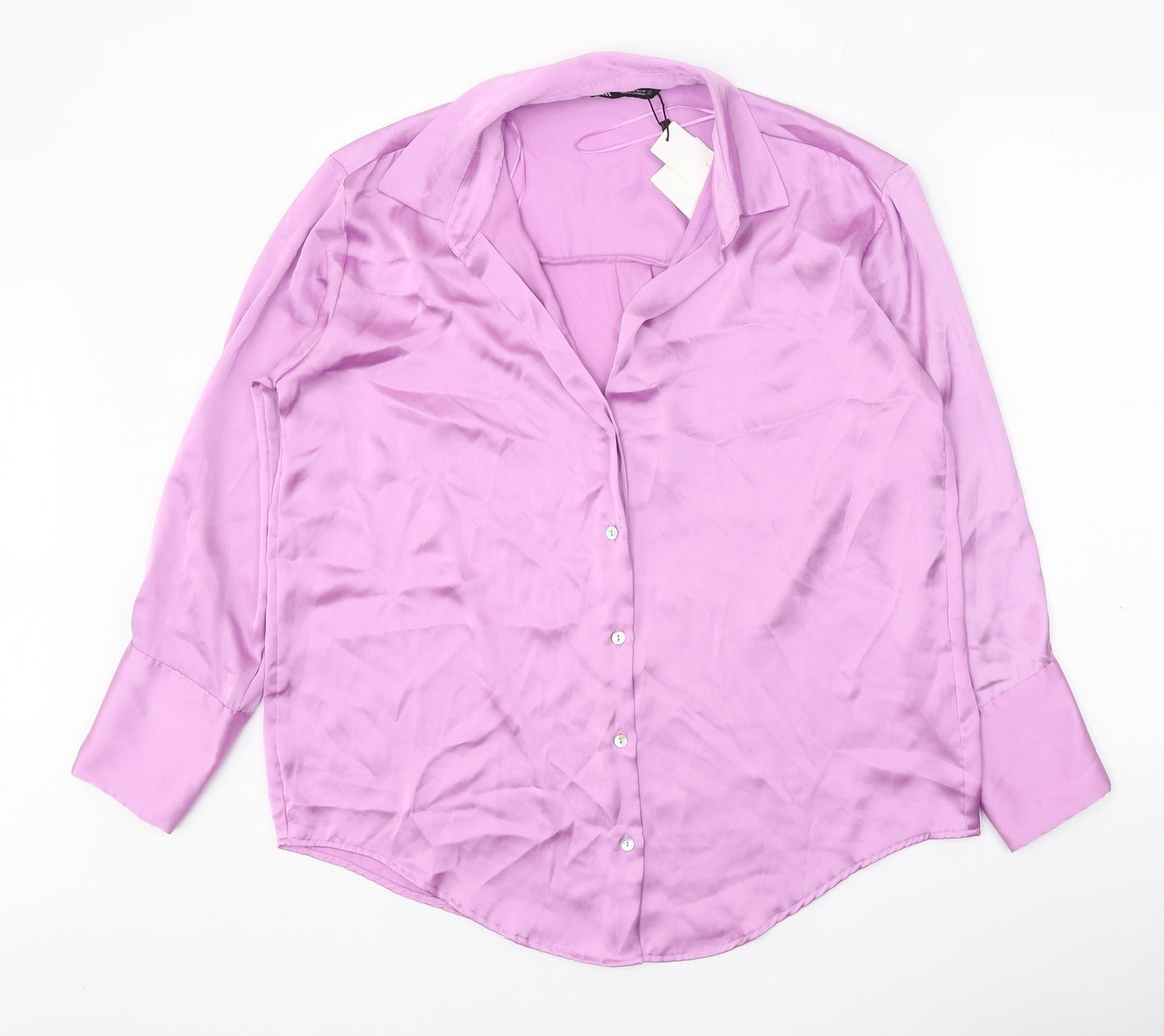 Zanzara Womens Purple Polyester Basic Button-Up Size L Collared