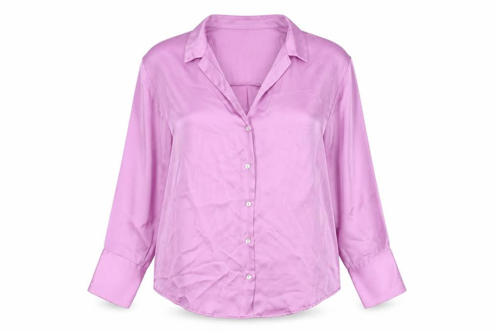 Zanzara Womens Purple Polyester Basic Button-Up Size L Collared