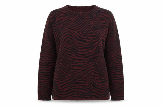 Marks & Spencer Womens Black Round Neck Animal Print Acrylic Pullover Jumper Size 12 - Zebra print