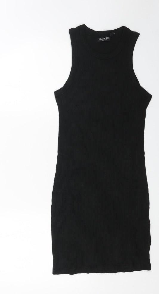 Brave Person Womens Black Cotton Tank Dress Size S Round Neck Pullover - Ribbed