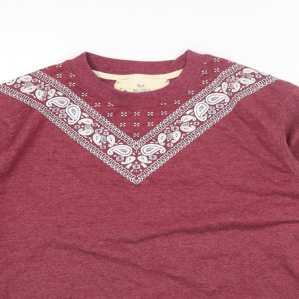 Bellfield Womens Red Cotton Pullover Sweatshirt Size S Pullover