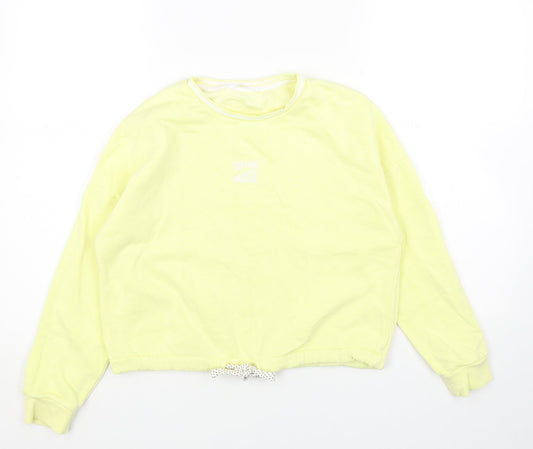 Marks and Spencer Girls Yellow Cotton Pullover Sweatshirt Size 11-12 Years Pullover