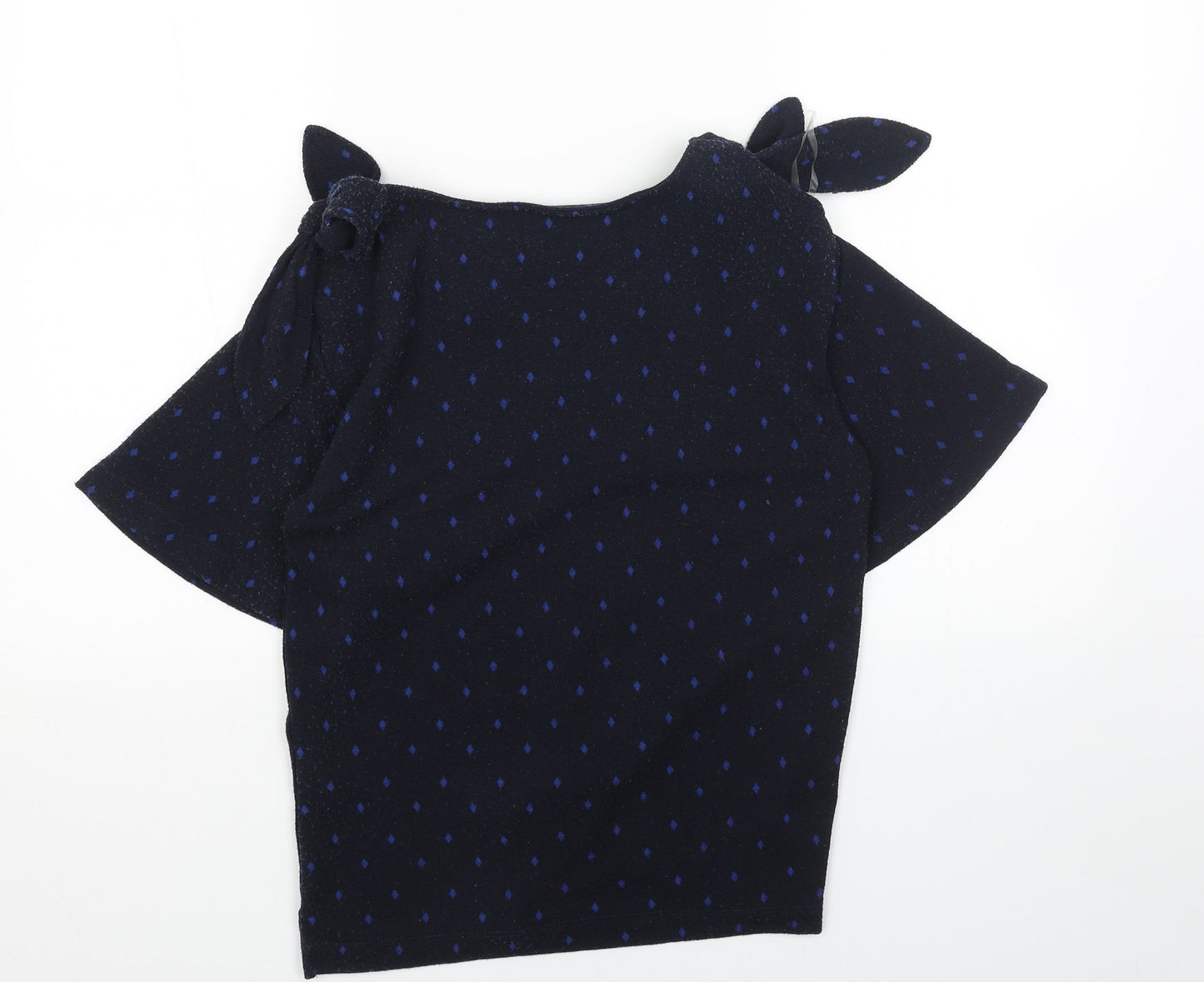 Per Una Womens Blue Round Neck Polka Dot Polyester Pullover Jumper Size 6