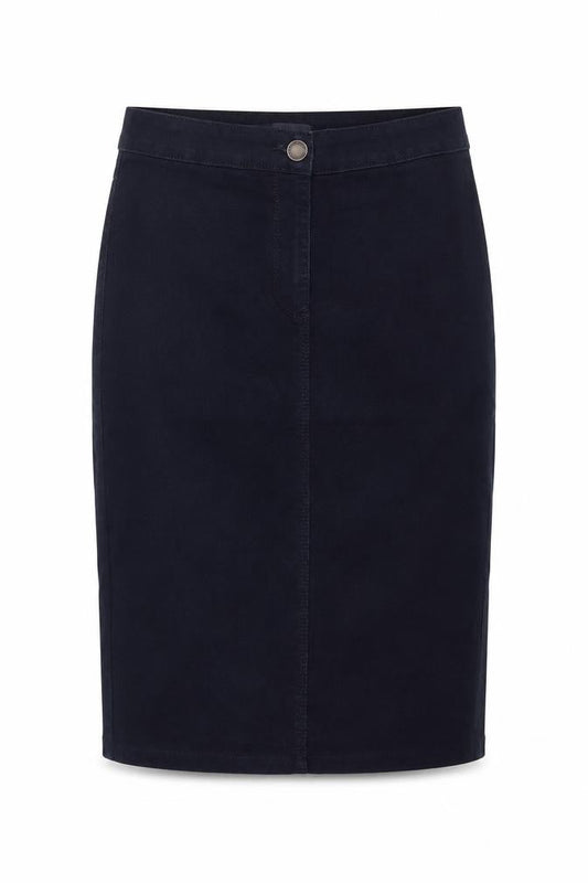 Marks & Spencer Womens Blue Cotton Straight & Pencil Skirt Size 10 Button