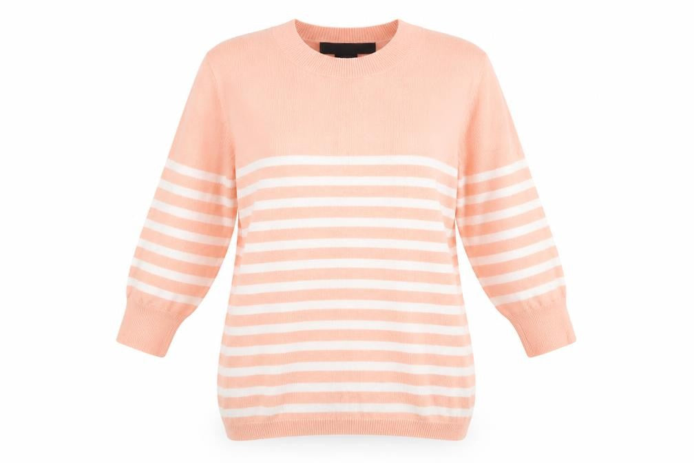 Atmosphere Womens Pink Round Neck Striped Viscose Pullover Jumper Size 8
