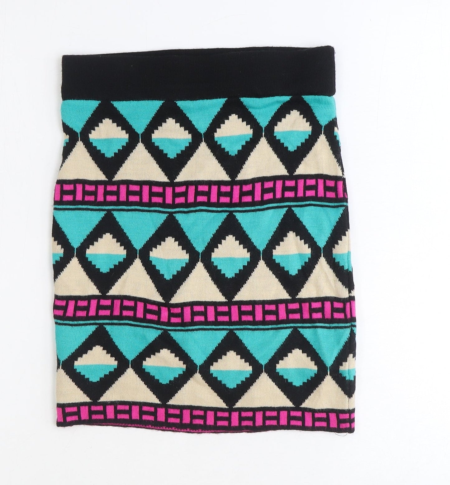 Miss Selfridge Womens Multicoloured Geometric Acrylic Bandage Skirt Size 8