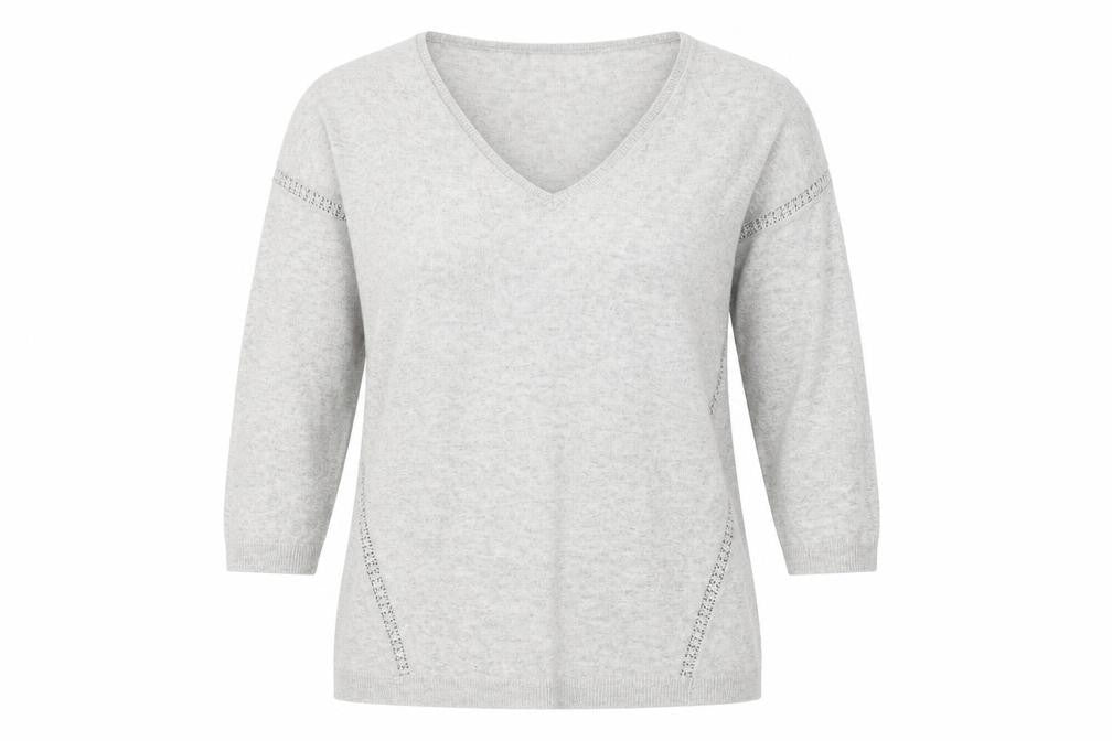 Monsoon Womens Grey V-Neck Acrylic Pullover Jumper Size L