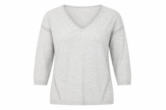 Monsoon Womens Grey V-Neck Acrylic Pullover Jumper Size L