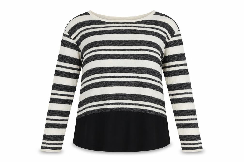 Oasis Womens Black Boat Neck Striped Cotton Pullover Jumper Size S