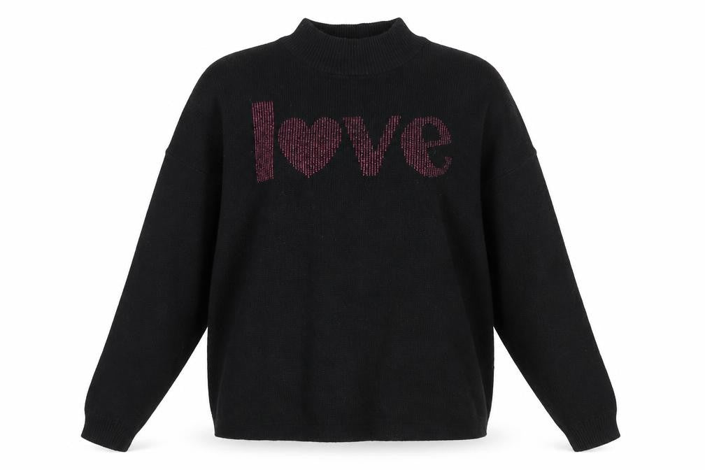 Divided Womens Black Round Neck Polyester Pullover Jumper Size XS - Cropped, Love