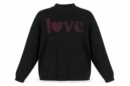 Divided Womens Black Round Neck Polyester Pullover Jumper Size XS - Cropped, Love