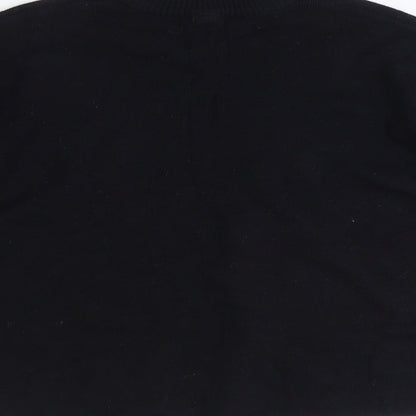 Divided Womens Black Round Neck Polyester Pullover Jumper Size XS - Cropped, Love