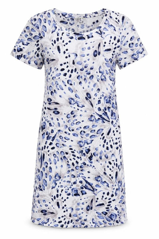 Marks & Spencer Womens Beige Geometric Cotton T-Shirt Dress Size XS Round Neck Pullover