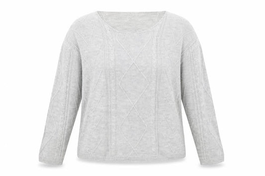 SHEIN Womens Grey Scoop Neck Acrylic Pullover Jumper Size XL