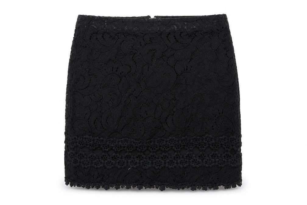 Topshop Womens Black Geometric Polyester Straight & Pencil Skirt Size 8 Zip