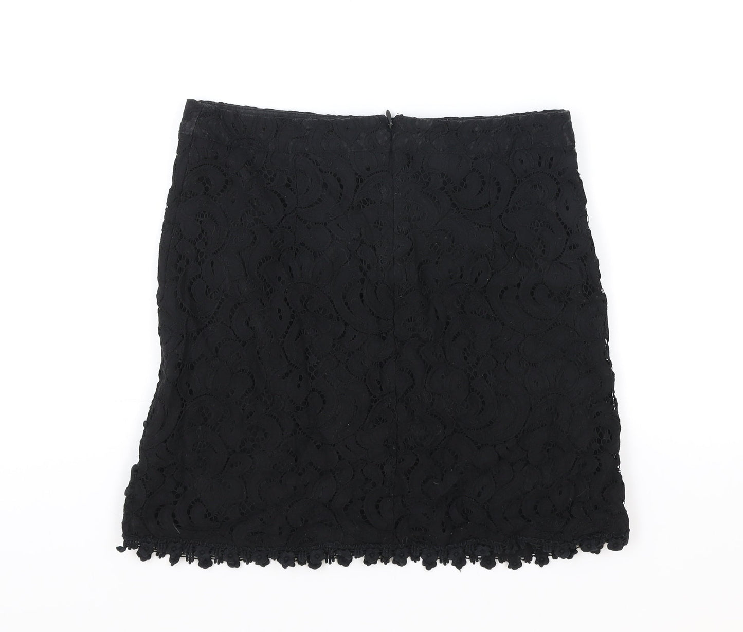 Topshop Womens Black Geometric Polyester Straight & Pencil Skirt Size 8 Zip