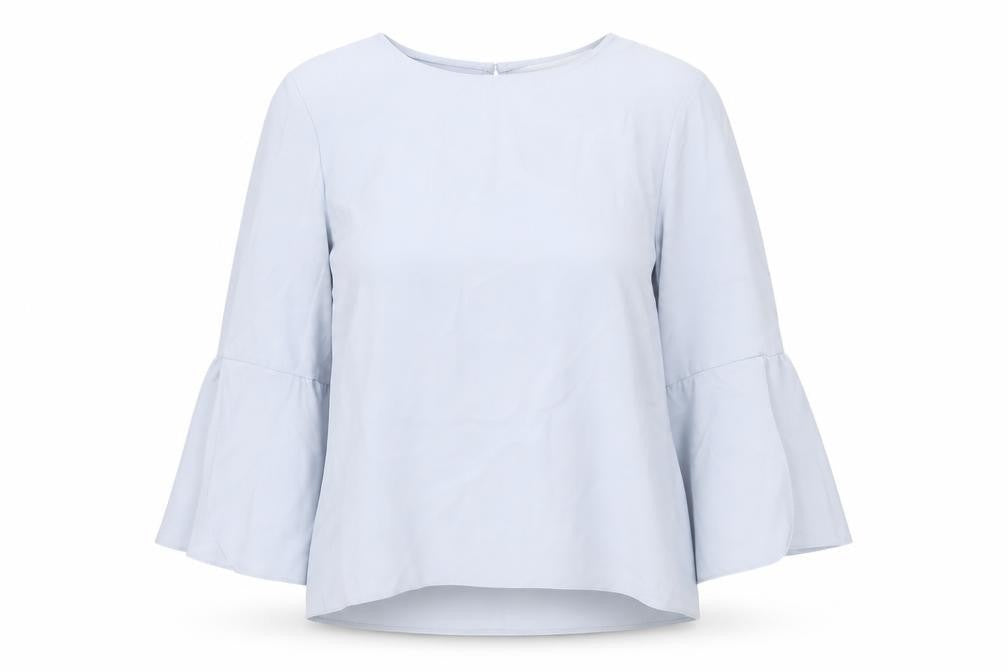 Topshop Womens Blue Polyester Basic Blouse Size 12 Round Neck