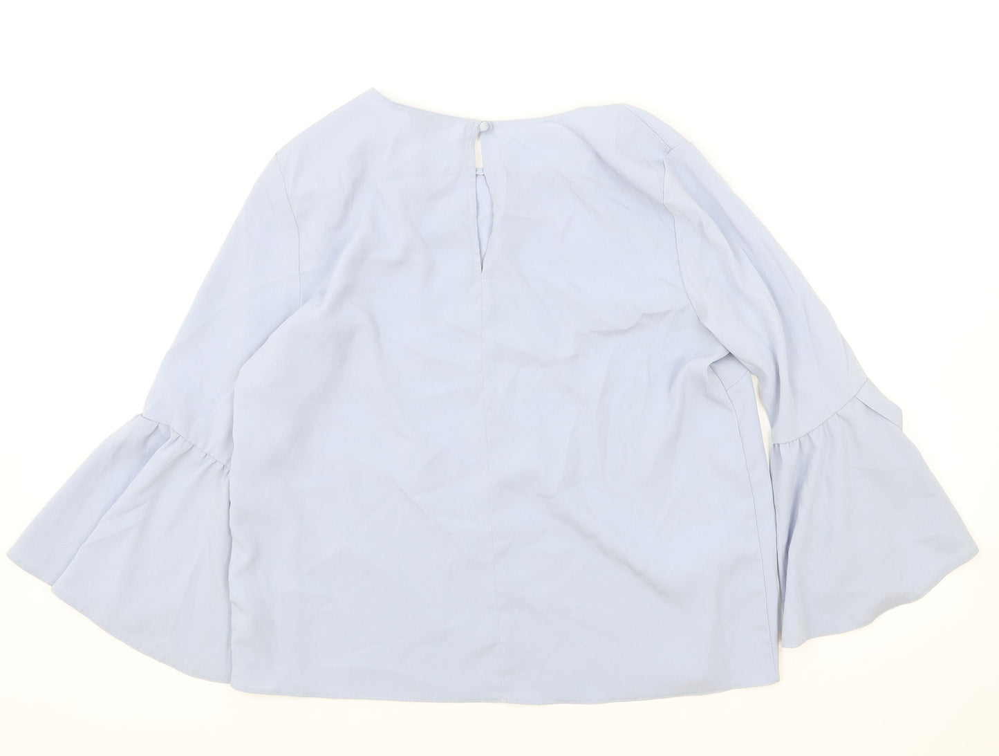 Topshop Womens Blue Polyester Basic Blouse Size 12 Round Neck