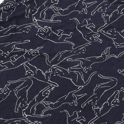 Monsoon Womens Blue Geometric Cotton Basic Blouse Size S V-Neck - Cat Print
