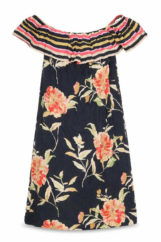 Atmosphere Womens Black Floral Polyester Shift Size 12 Off the Shoulder Pullover