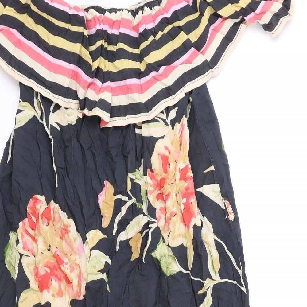 Atmosphere Womens Black Floral Polyester Shift Size 12 Off the Shoulder Pullover