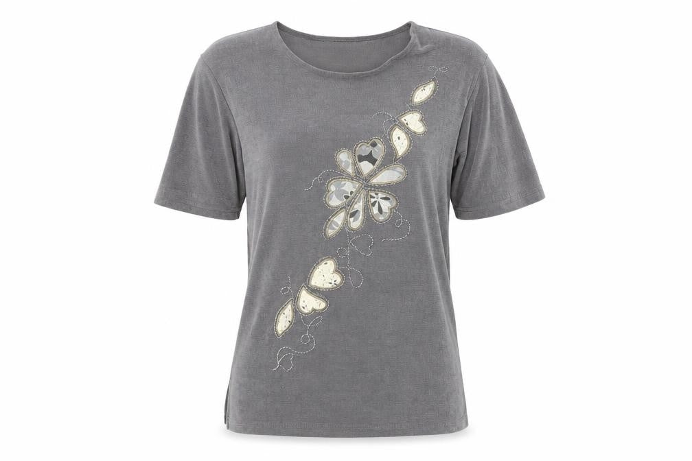 Citrus Womens Brown Polyester Basic T-Shirt Size M Round Neck
