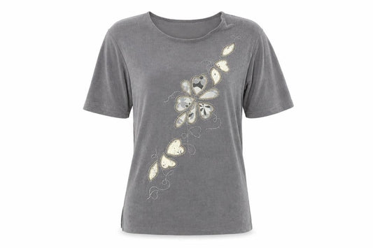 Citrus Womens Brown Polyester Basic T-Shirt Size M Round Neck
