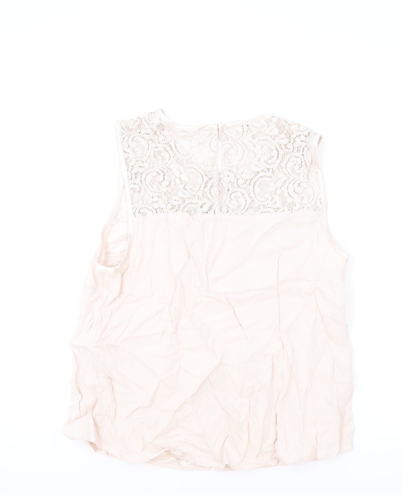 Monsoon Womens Pink Viscose Basic Tank Size 14 Round Neck - Lace Detail