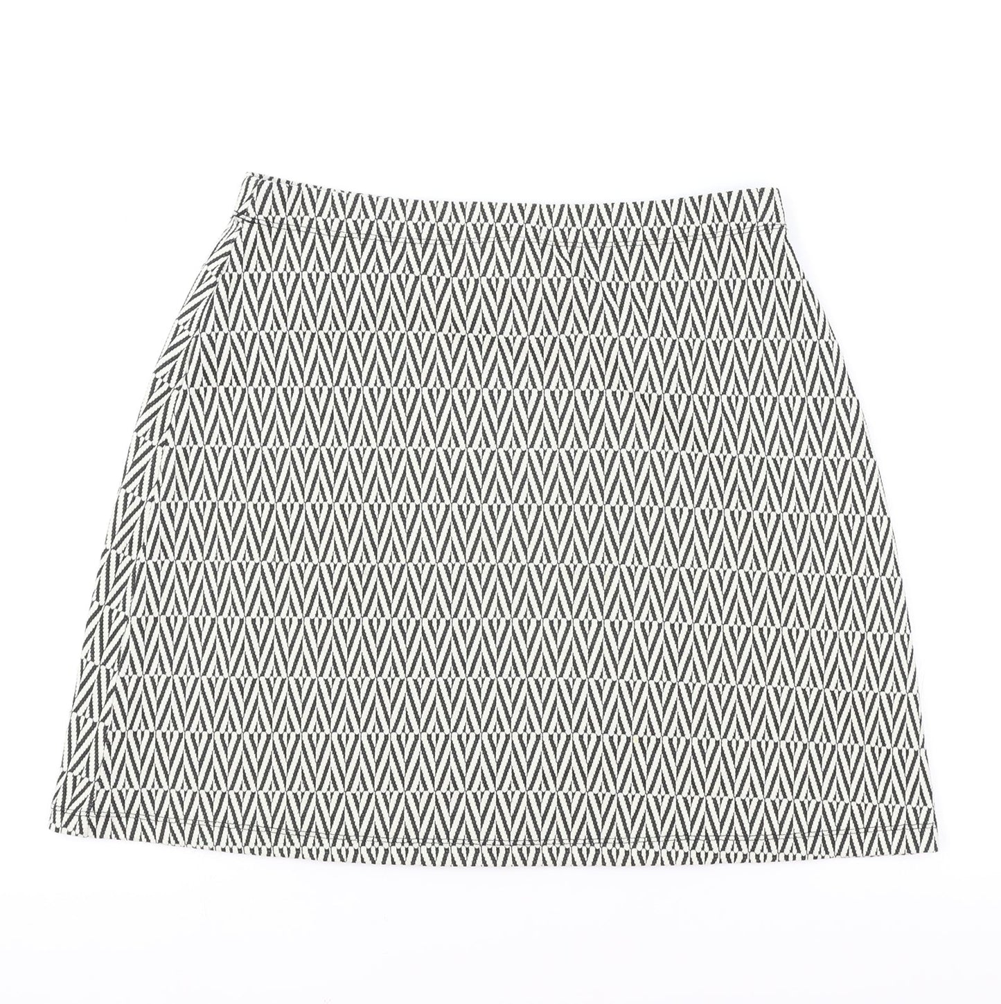 Matalan Womens White Geometric Cotton Straight & Pencil Skirt Size 10