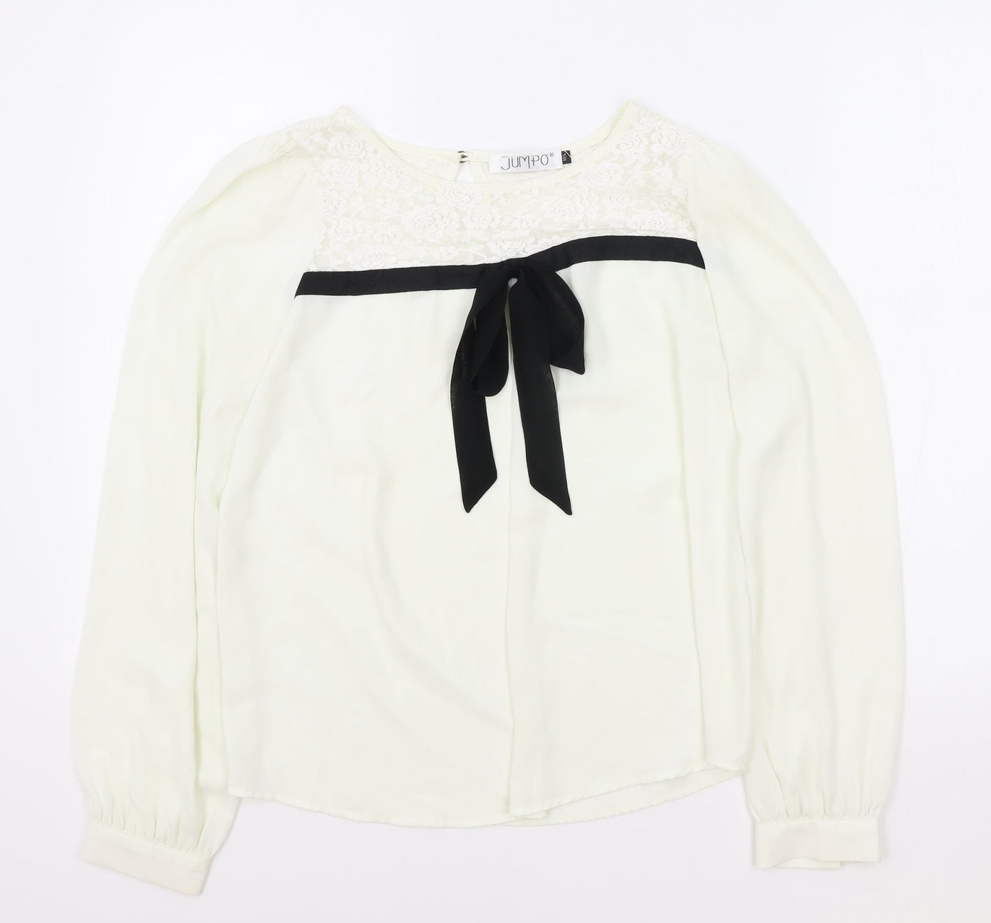 Jumpo Womens White Polyester Basic Blouse Size M Boat Neck